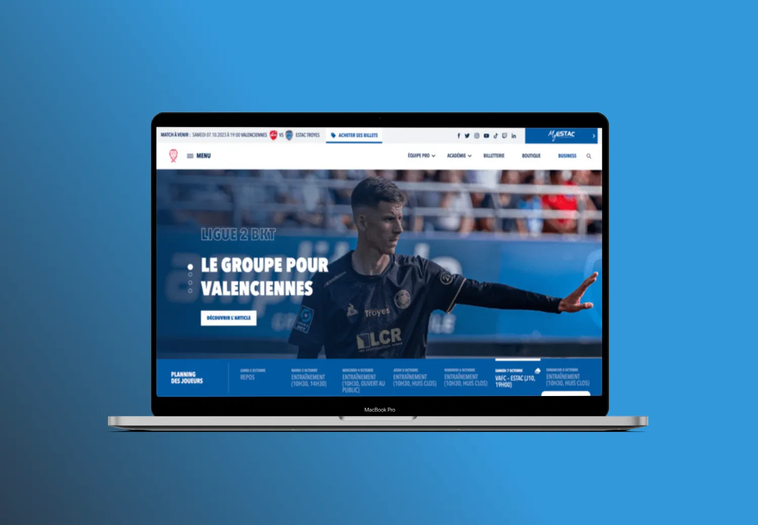 Développement du site officiel de l'Estac Troyes